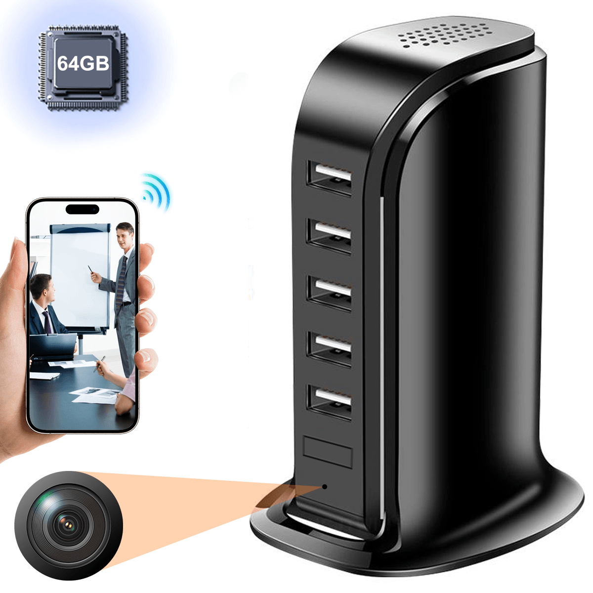 USB Charger Hub WiFi Hidden Camera