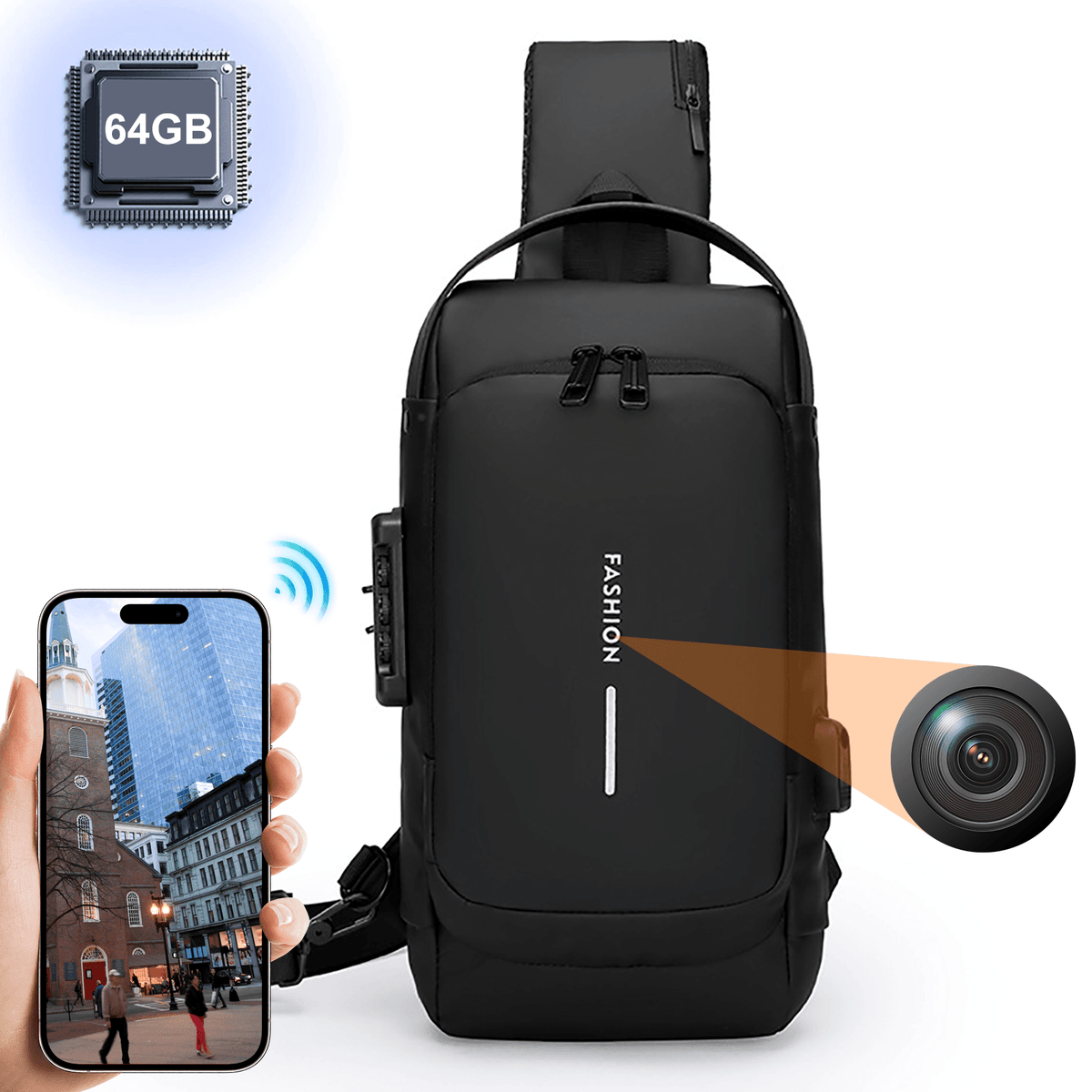 WiFi Hidden Camera Chest Bag