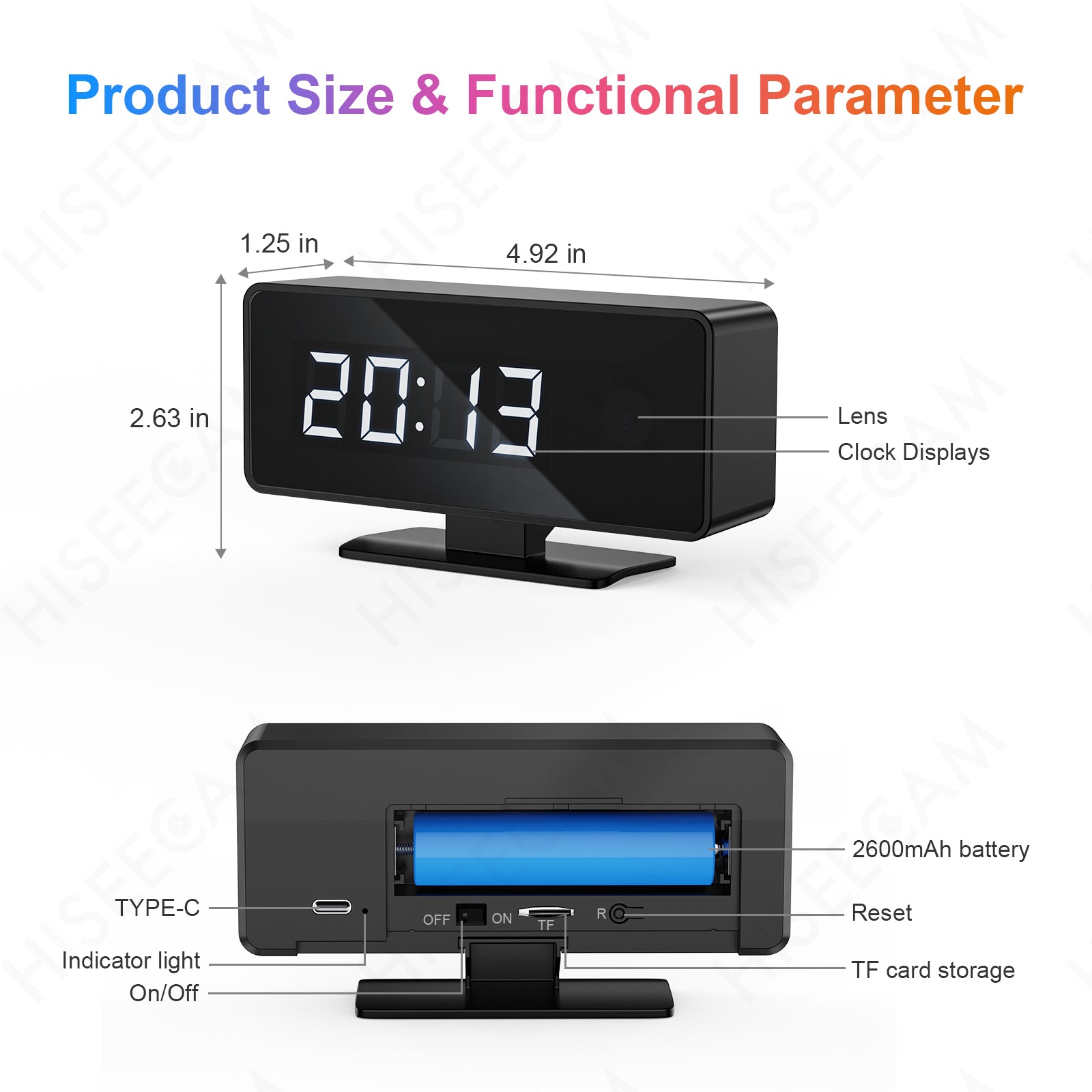 Night Vision Clock WiFi Hidden Camera