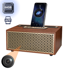 WiFi Vintage Wood Bluetooth Speaker with Hidden Camera