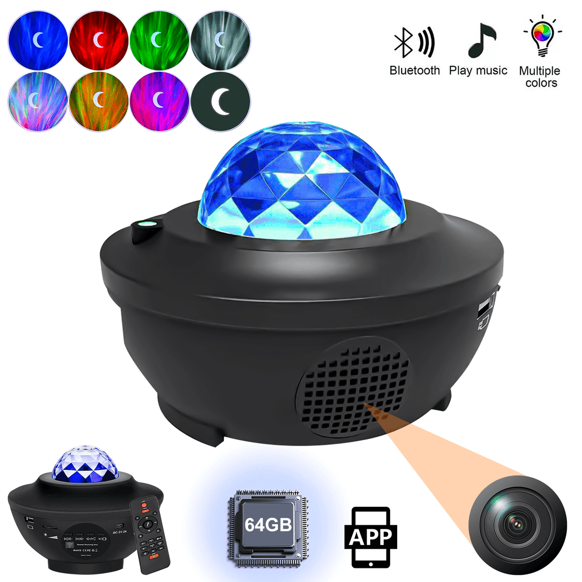 Starry Sky Bluetooth Projector WiFi Hidden Camera