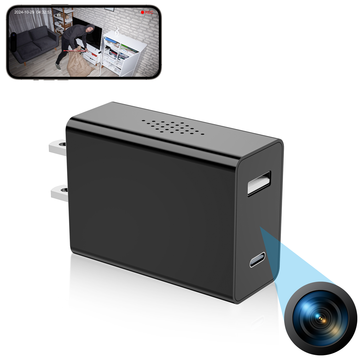 Dual-Function Charger & Hidden Camera