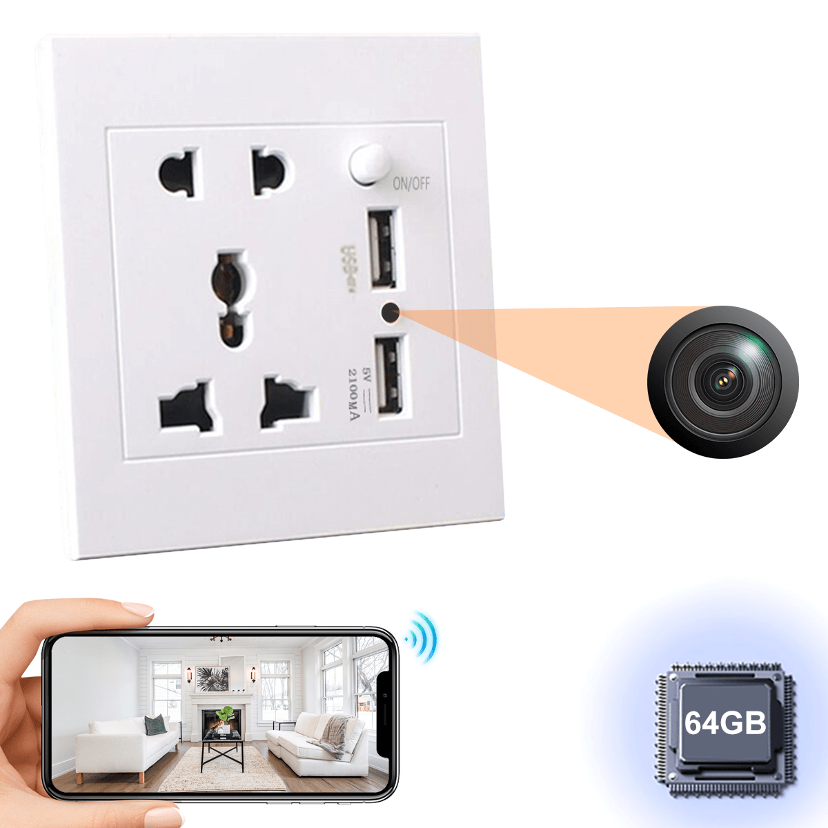 USB Wall Socket WiFi Hidden Camera