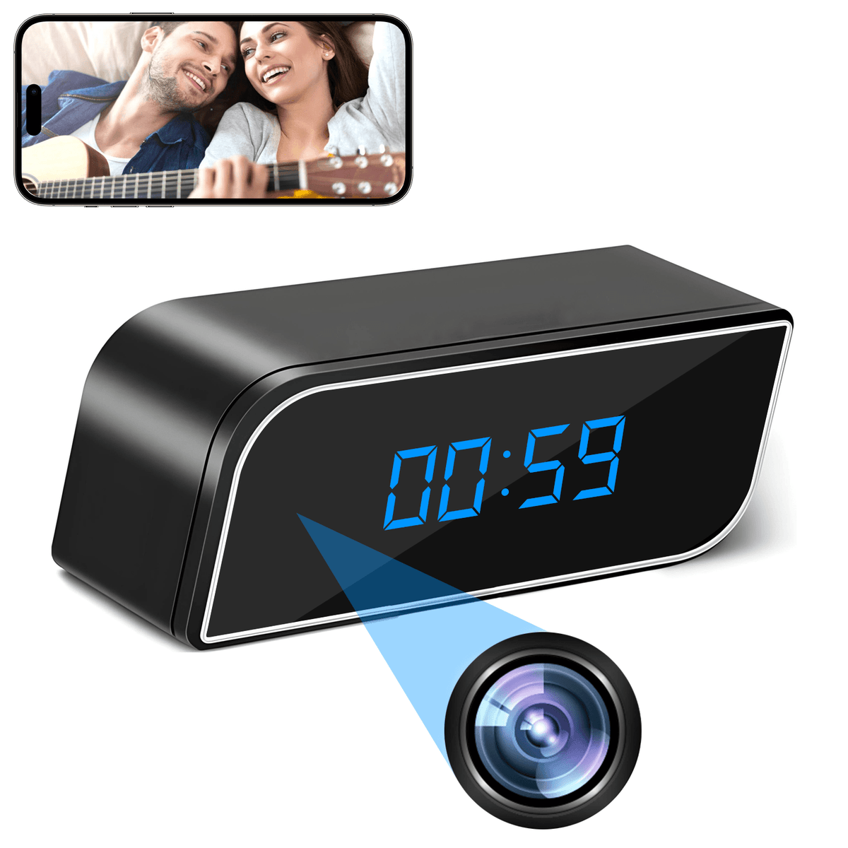 Diamond Shape Alarm Clock WiFi Hidden Camera