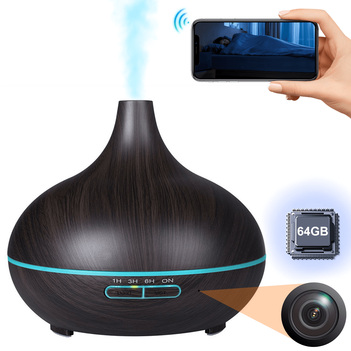 Ultrasonic Aroma Diffuser with Hidden Camera