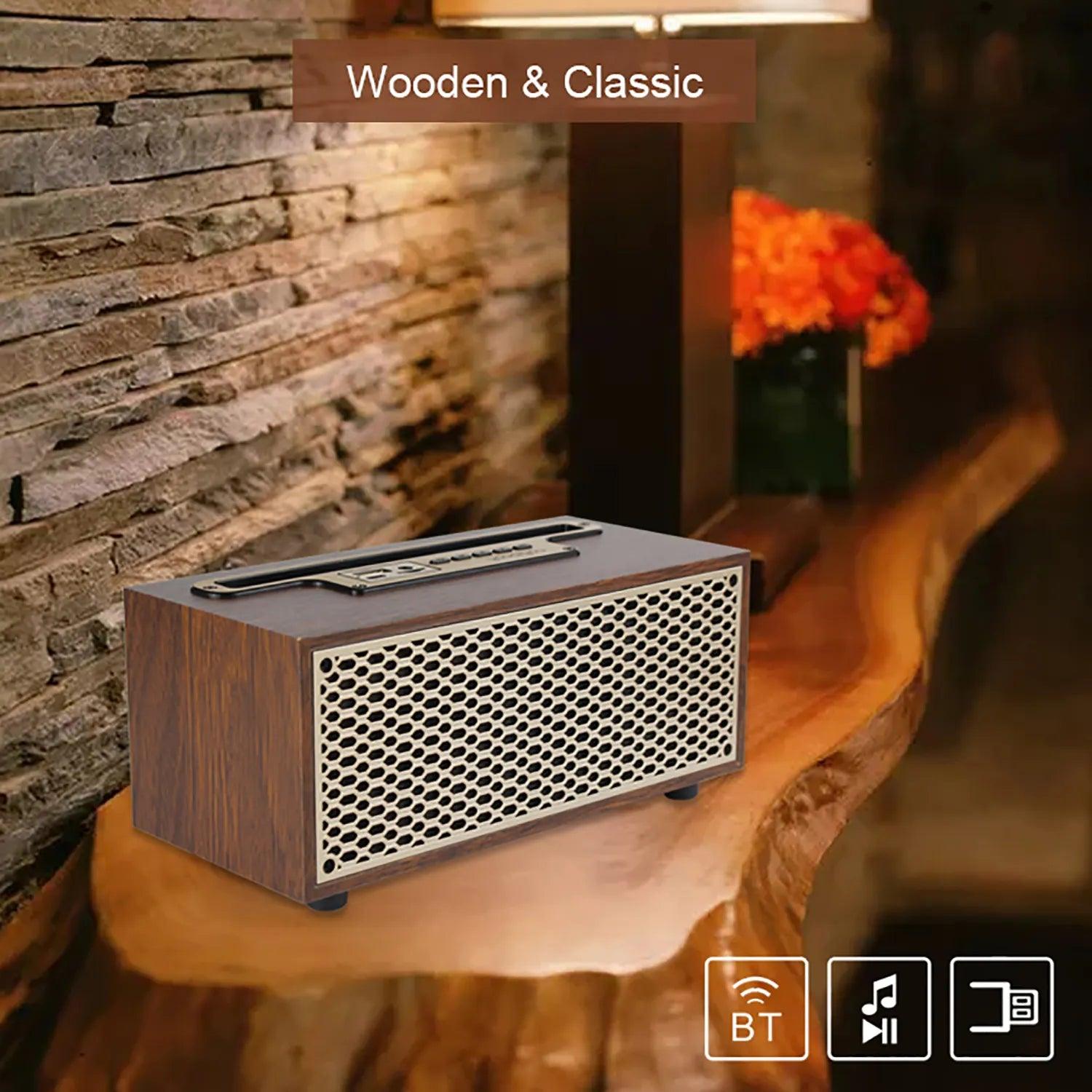 WiFi Vintage Wood Bluetooth Speaker with Hidden Camera